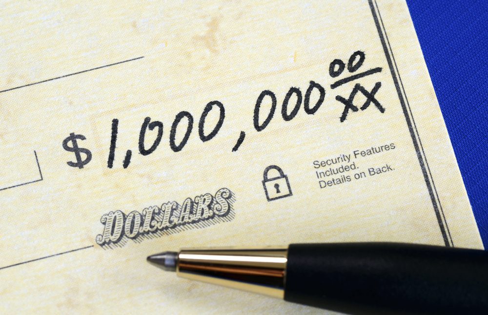 1 million dollars check