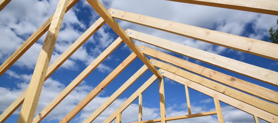 wood, frame, of, house